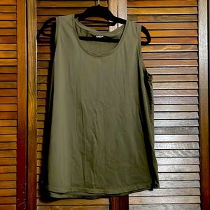 Lands End olive fall green tunic tank top layers pima cotton L 14 16 excellent